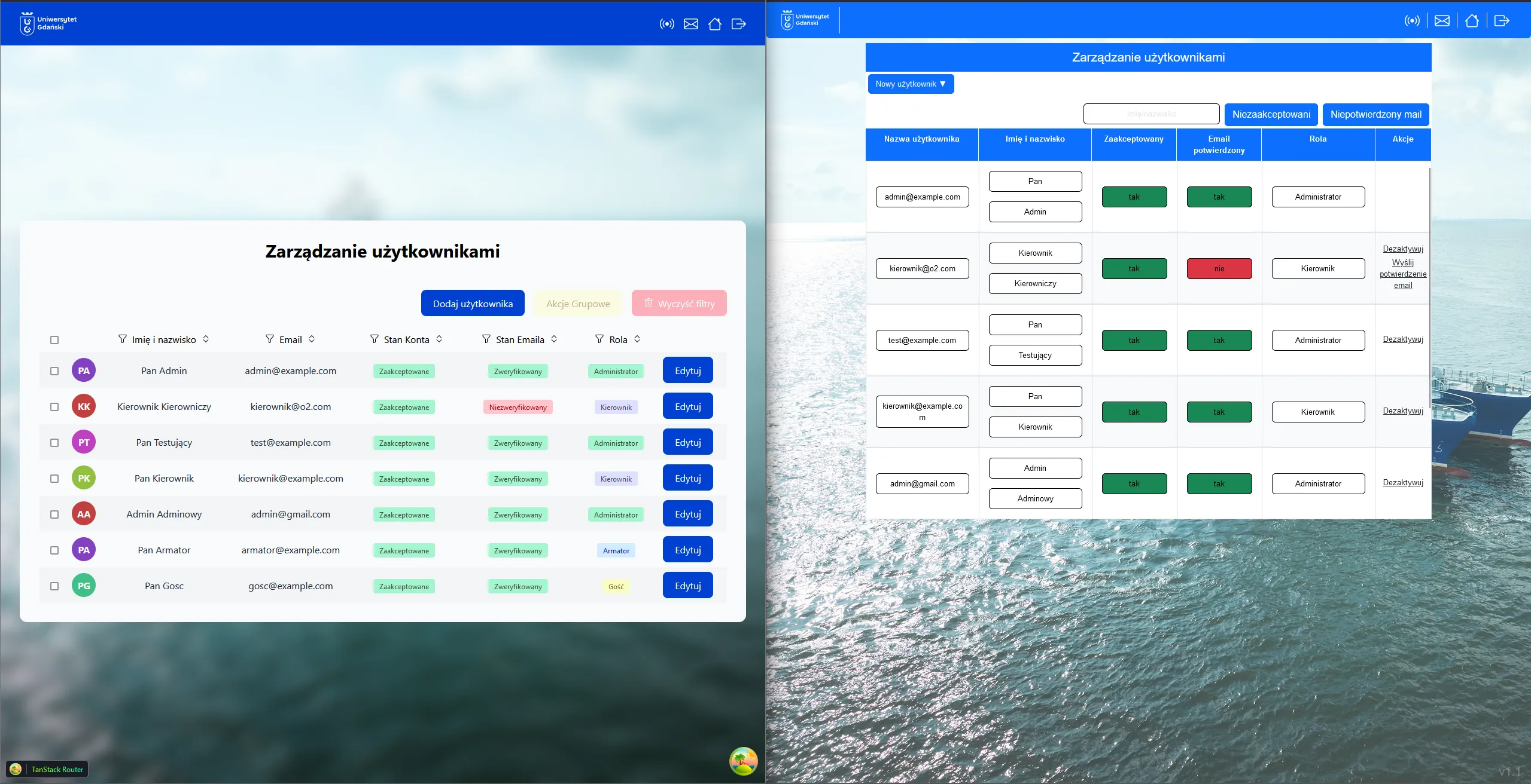 New user management page vs old one